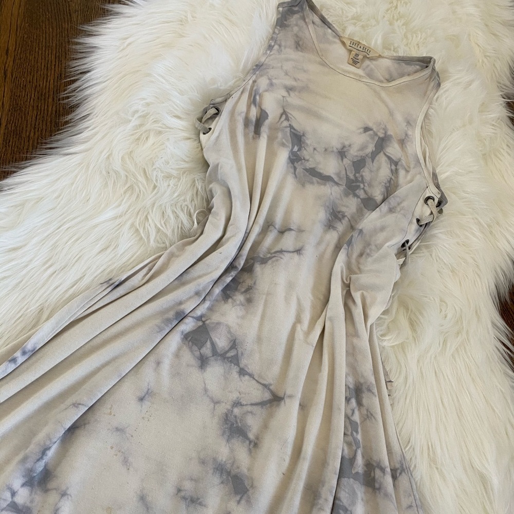 White and grey tye-dye American Eagle Shift Dress